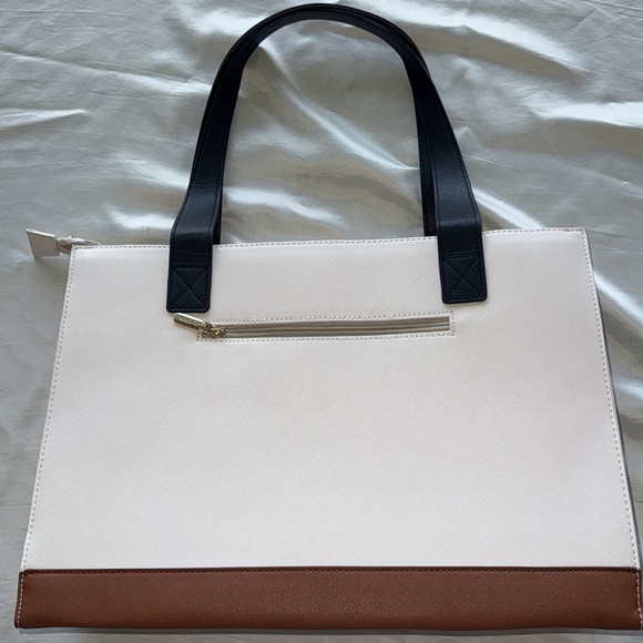 Lovevook Black, Cream, and Camel Tan Tote Bag Tablet Laptop Bag Gold Hardware - Picture 8 of 9
